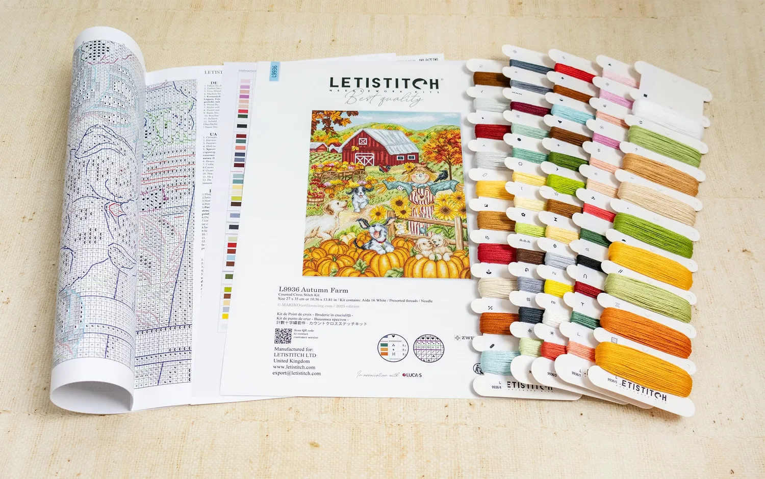 Leti Stitch L9936 Autumn Farm borduurpakket 27x35 aida