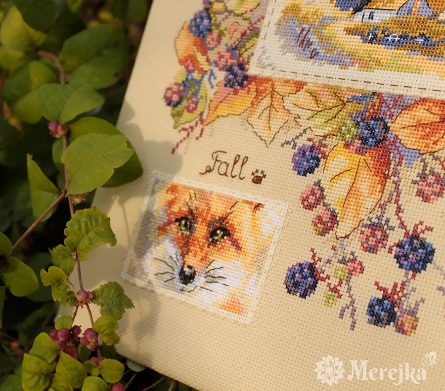 Merejka Autumn Sampler borduurpakket 30x32 ecru