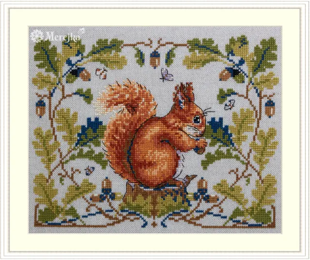 Merejka Squirrel borduurpakket Rustico-Aida 16ct 21x16