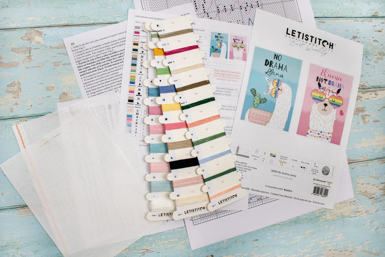 Leti Stitch L8044 No Drama Llama borduurpakket 2x 10x14