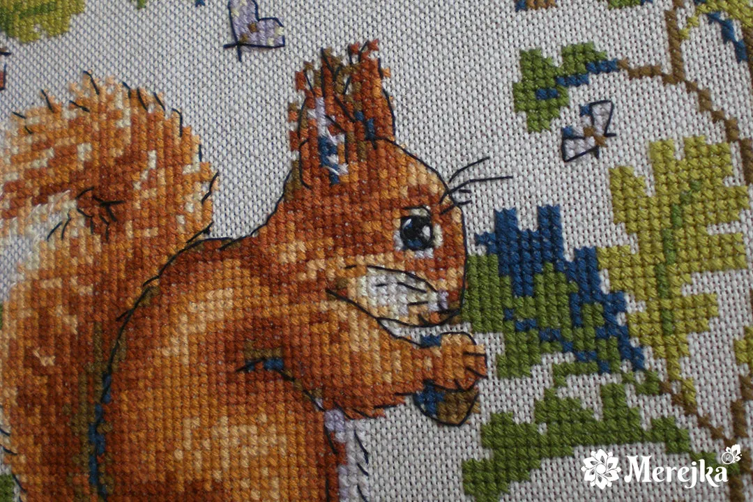 Merejka Squirrel borduurpakket Rustico-Aida 16ct 21x16