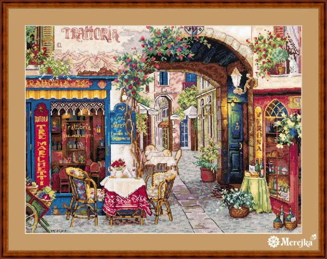 Merejka Cafe in Verona borduurpakket stad 30x40