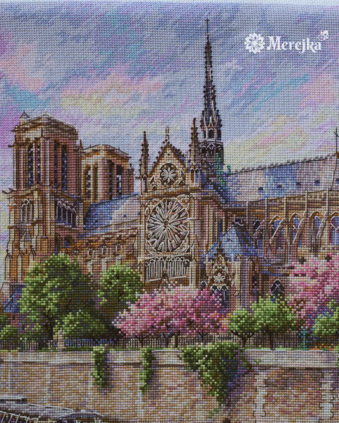 Merejka Notre-Dame de Paris borduurpakket Aida 16 ecru 31x38
