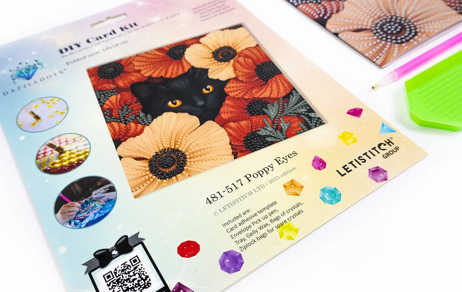 Dazzle Dots 481-517 Poppy Eyes diamond painting kaart 18cm