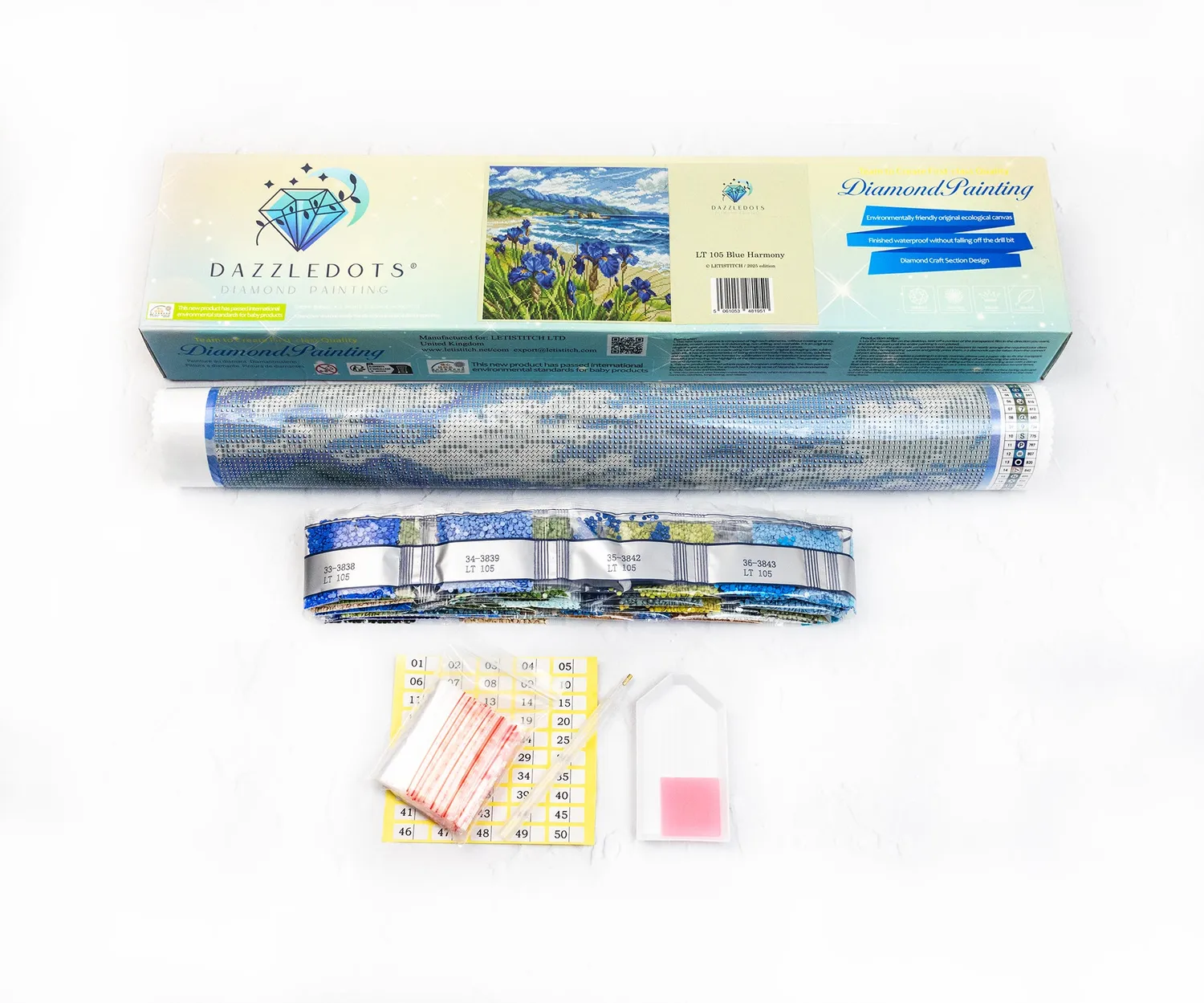 Leti Stitch Dazzle Dots LT 105 Blue Harmony diamond painting 42cm