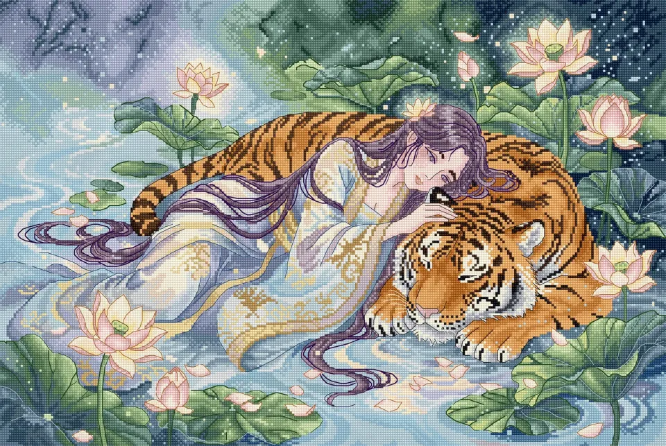 Leti Stitch L10-014 Tiger's Embrace borduurpakket 46x31 cm