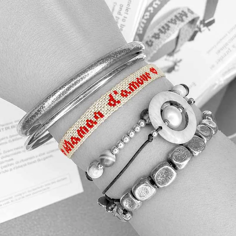LiliPoints Natural Bracelet borduurarmband naturel met alfabet