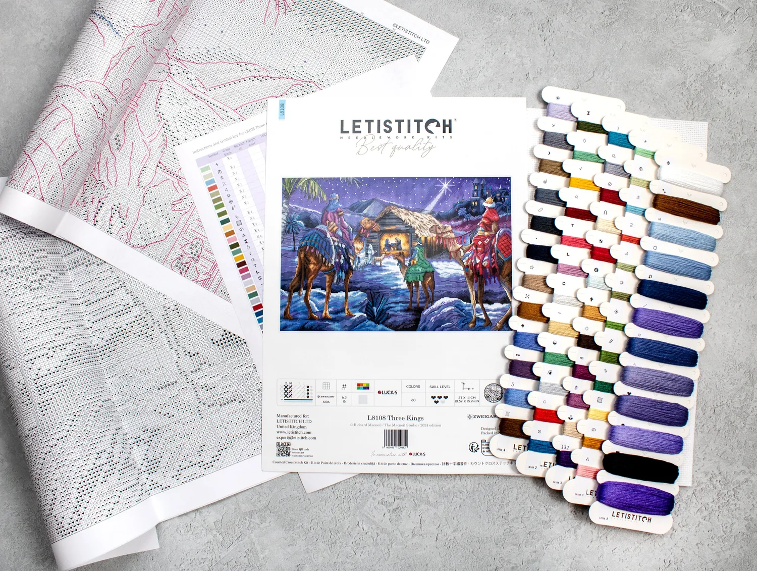 Leti Stitch L8108 Three Kings borduurpakket 41x27 cm kerst