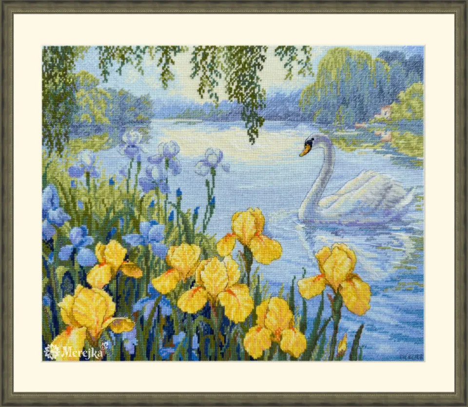 Merejka Enchanted Pond borduurpakket ijsblauw 28x34 cm