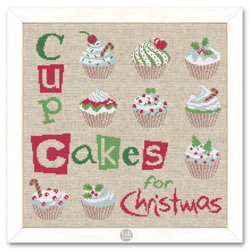 LiliPoints Christmas Cupcakes kruissteekpatroon 2 versies