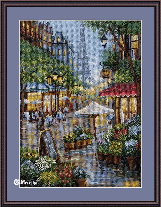 Merejka Rainy Paris borduurpakket 21x29 Aida 16