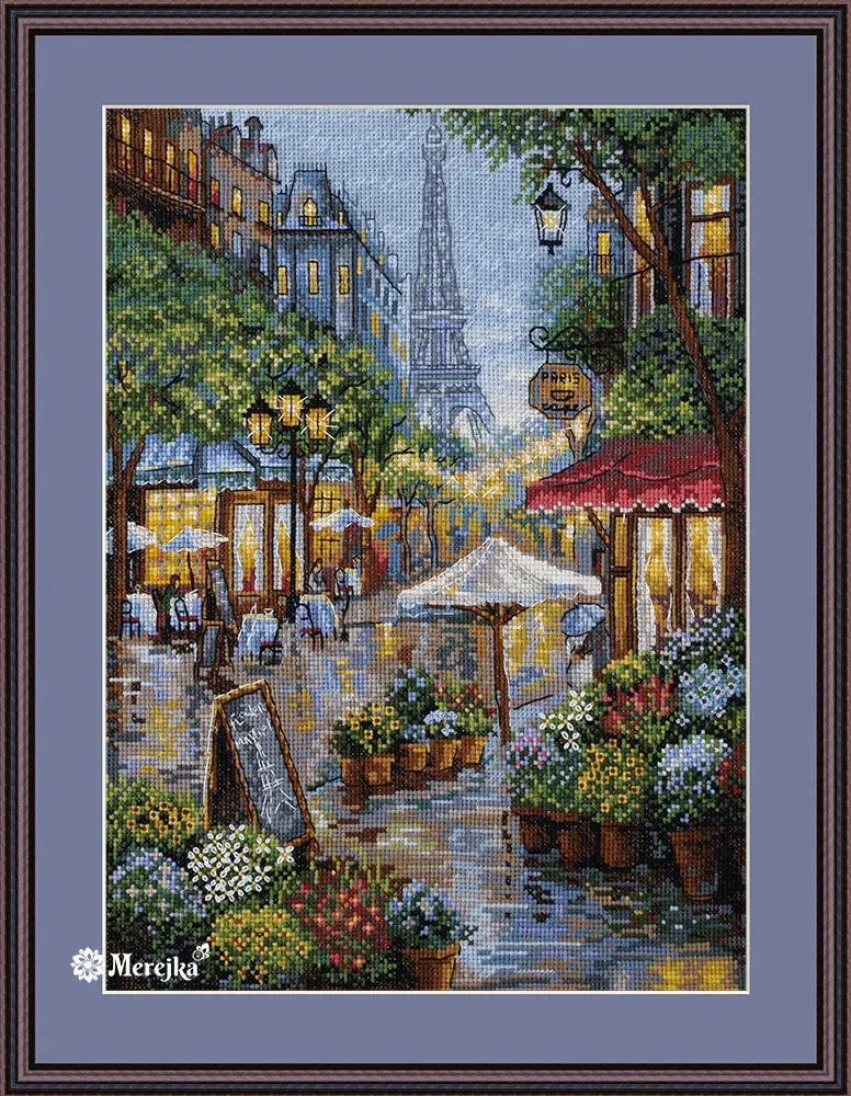 Merejka Rainy Paris borduurpakket 21x29 Aida 16