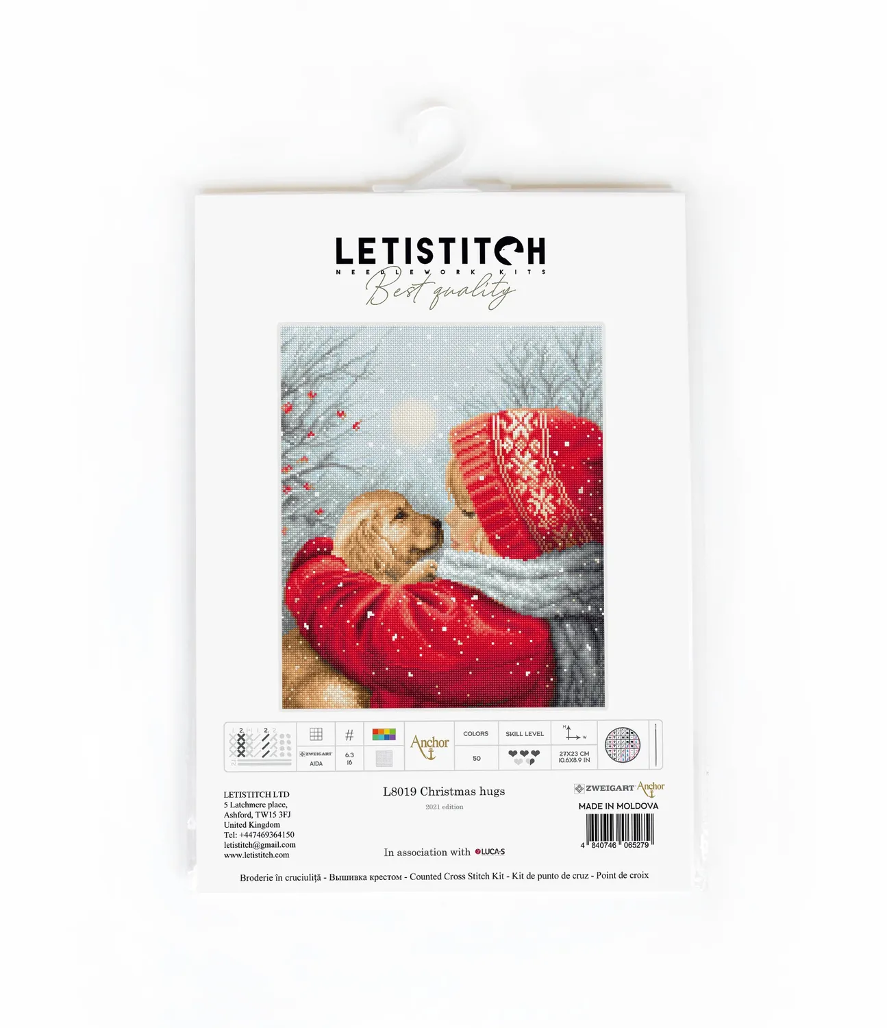 Leti Stitch L8019 Christmas Hugs borduurpakket 27x23 cm Aida