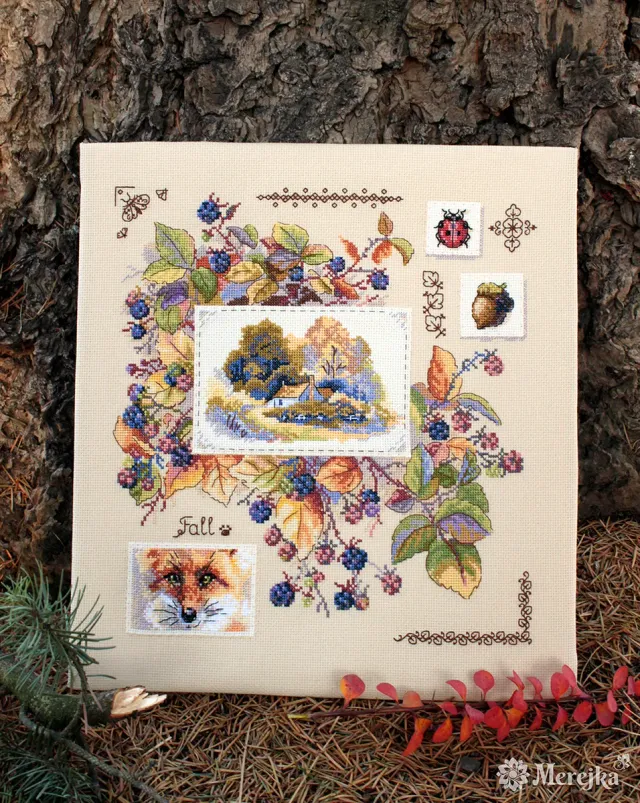 Merejka Autumn Sampler borduurpakket 30x32 ecru