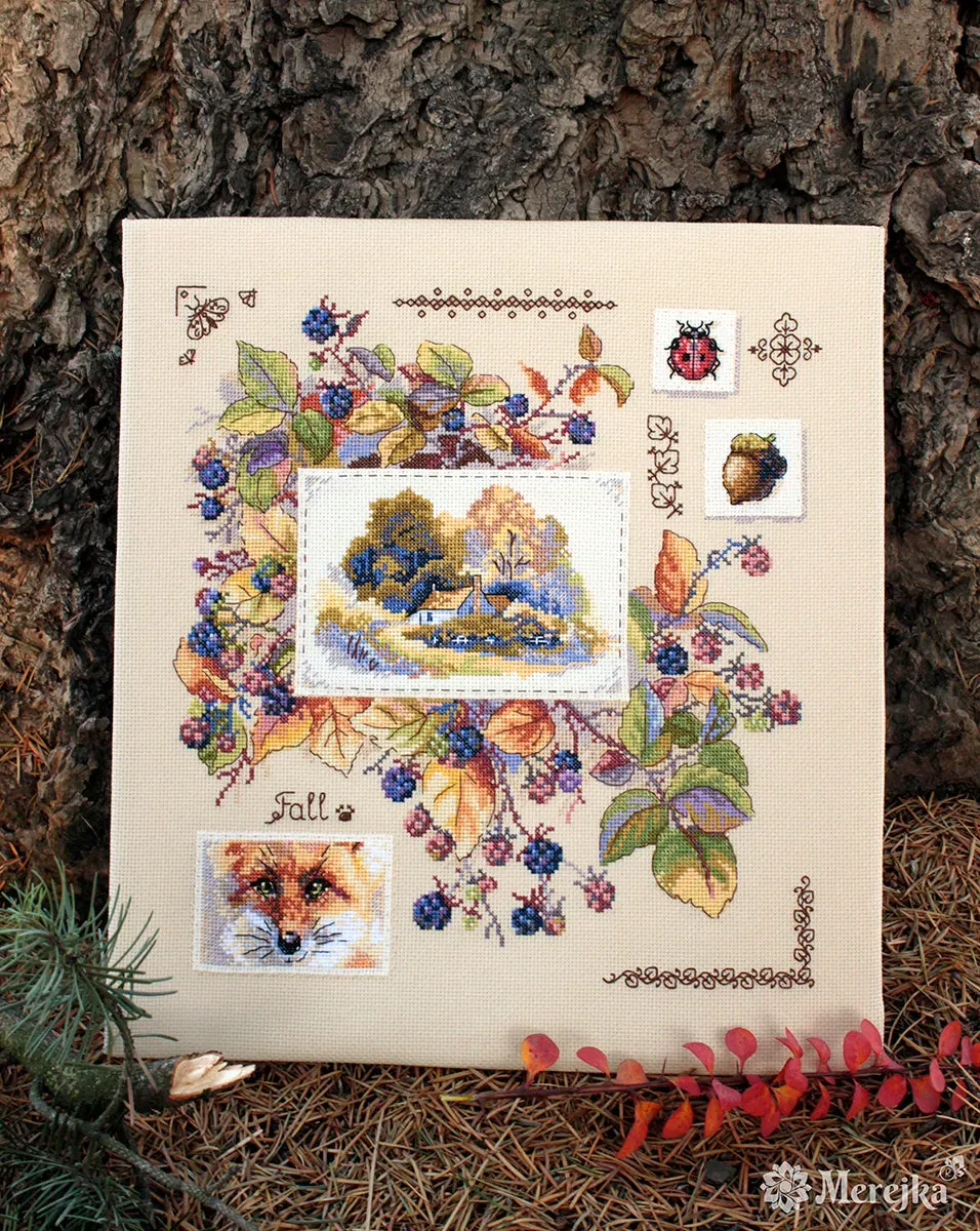 Merejka Autumn Sampler borduurpakket 30x32 ecru