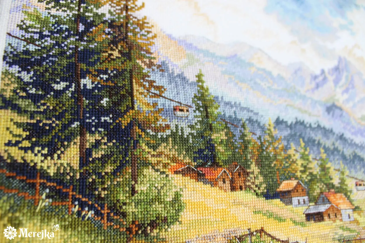 Merejka The Chamonix Valley borduurpakket wit 30 x 39,5