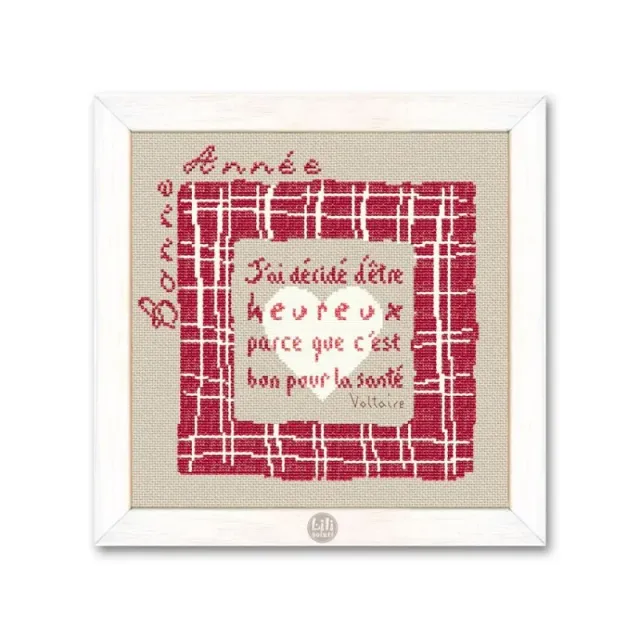 LiliPoints Red Square kruissteekpatroon linnen 121x117