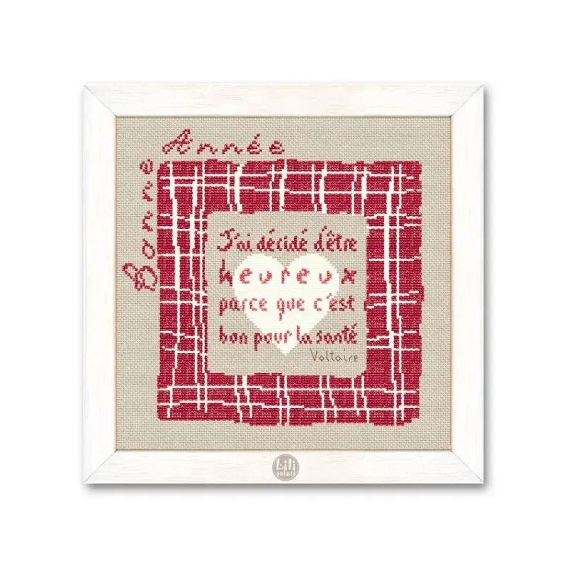LiliPoints Red Square kruissteekpatroon linnen 121x117
