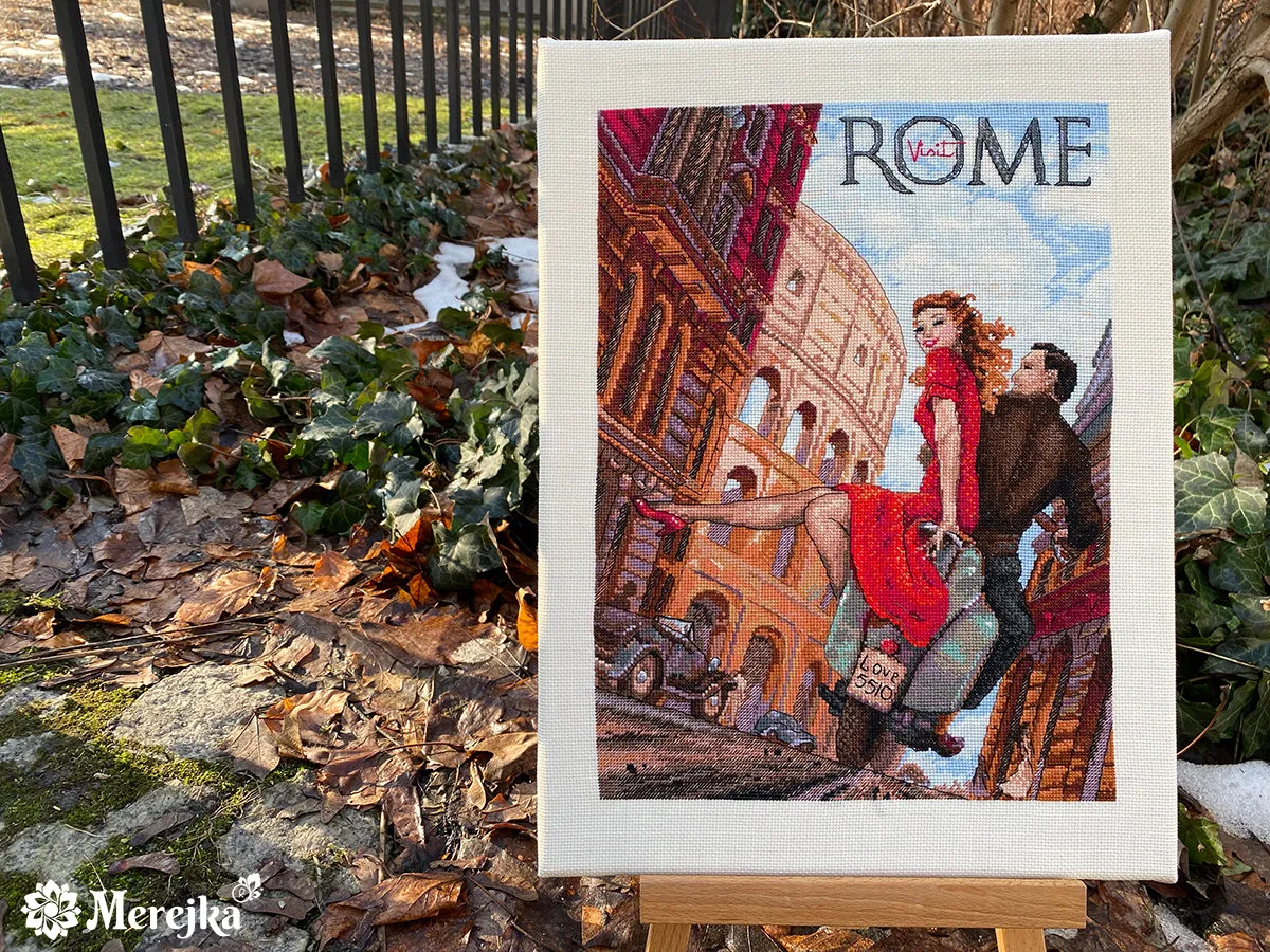 Merejka Visit Rome borduurpakket 33x24,5 cm ecru Aida