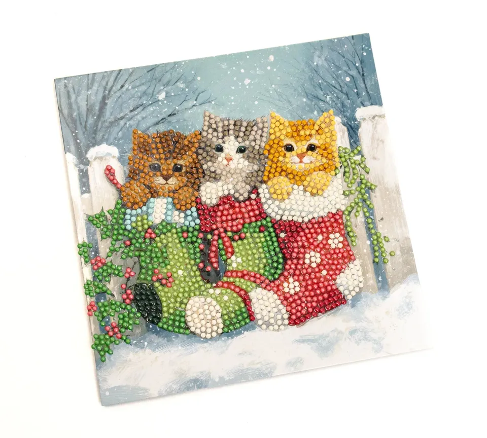 Leti Stitch Dazzle Dots 481-548 Snowy Kitties diamond painting kaart
