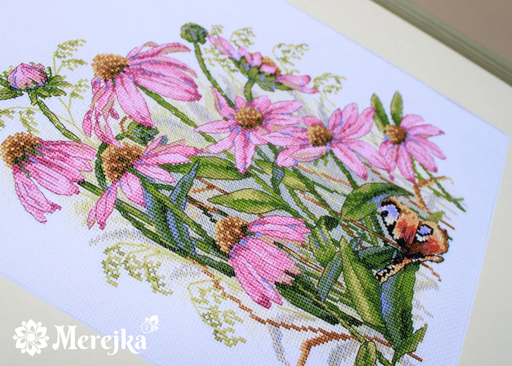 Merejka Coneflowers borduurpakket 24x32 cm wit
