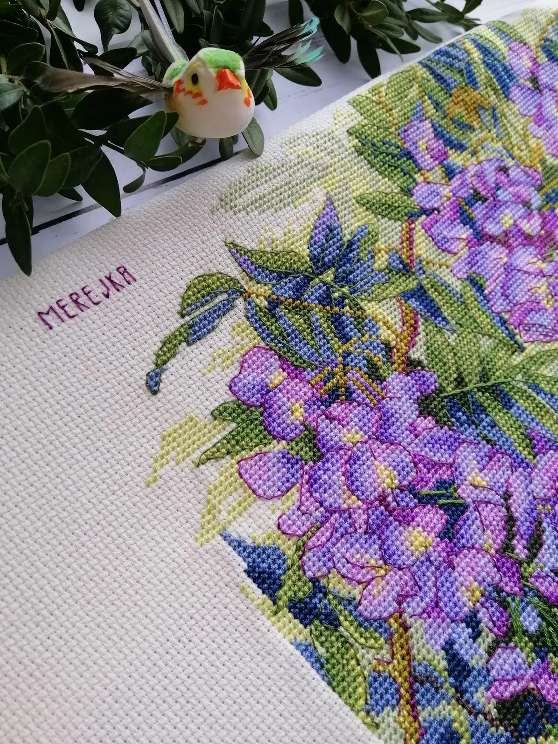 Merejka Wisteria borduurpakket ecru 27 x 36