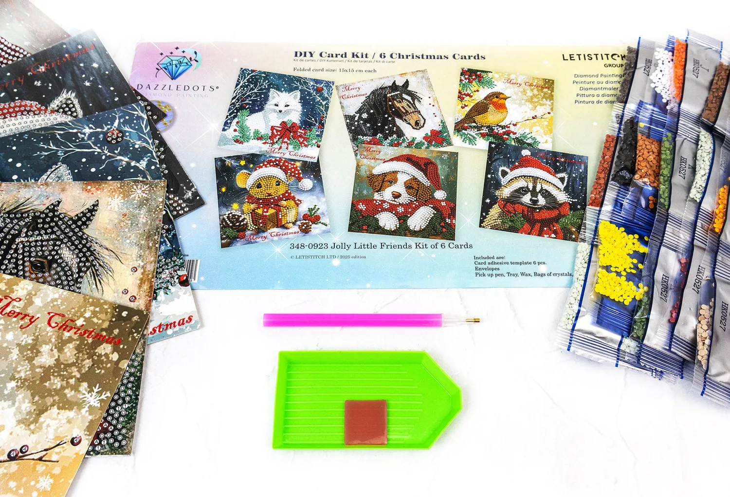 Leti Stitch Dazzle Dots 348-0923 diamond painting kerstkaarten set van 6