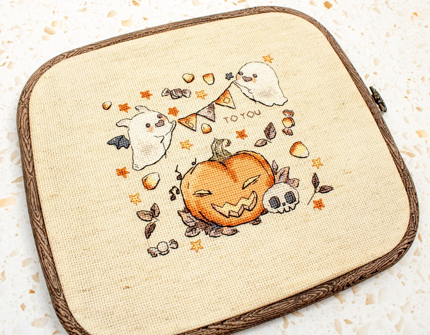 Leti Stitch L8814 Boo To You borduurpakket halloween 15x14 cm