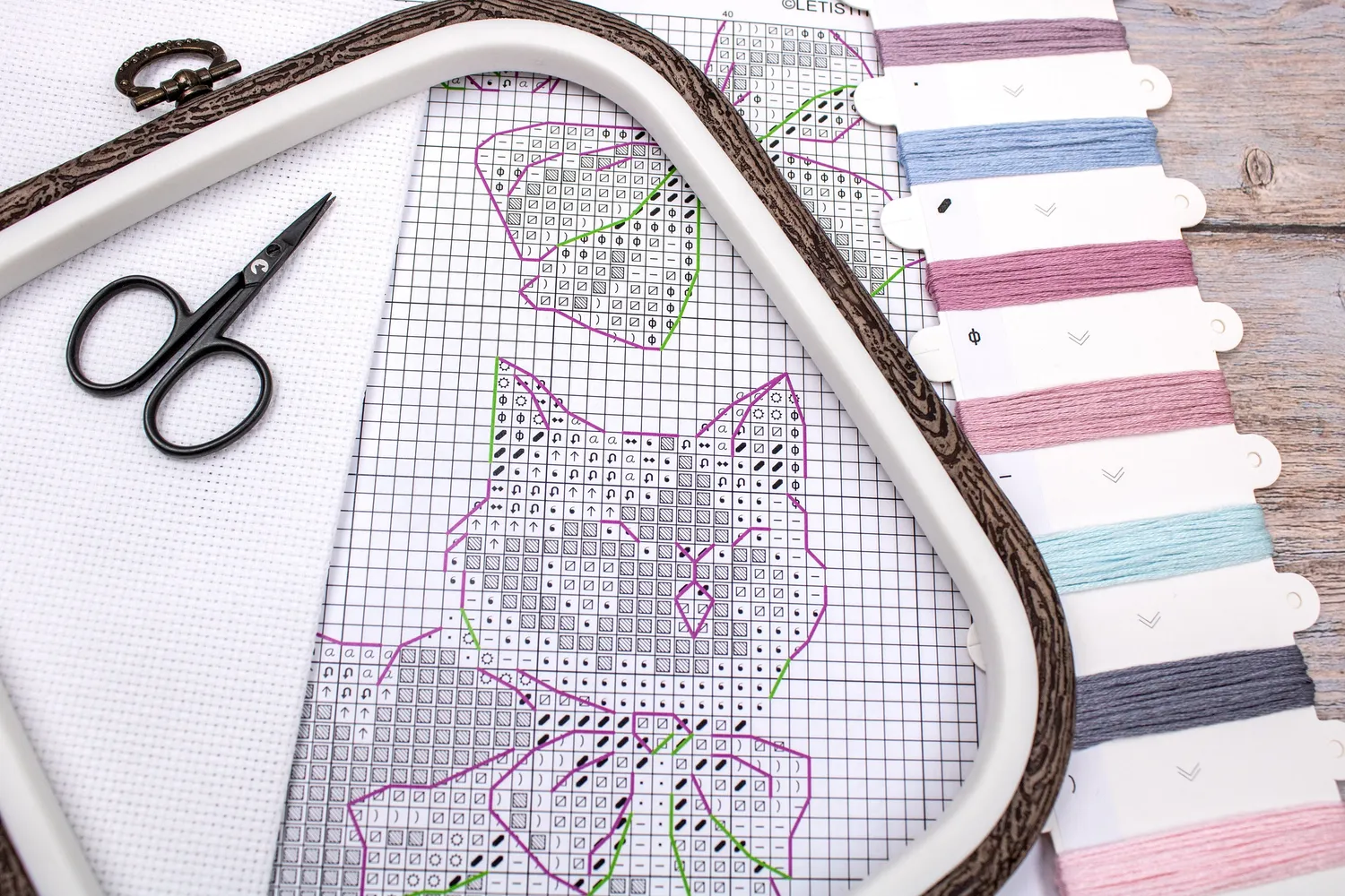 Leti Stitch L8801 Pink Dreams borduurpakket 17x24 cm