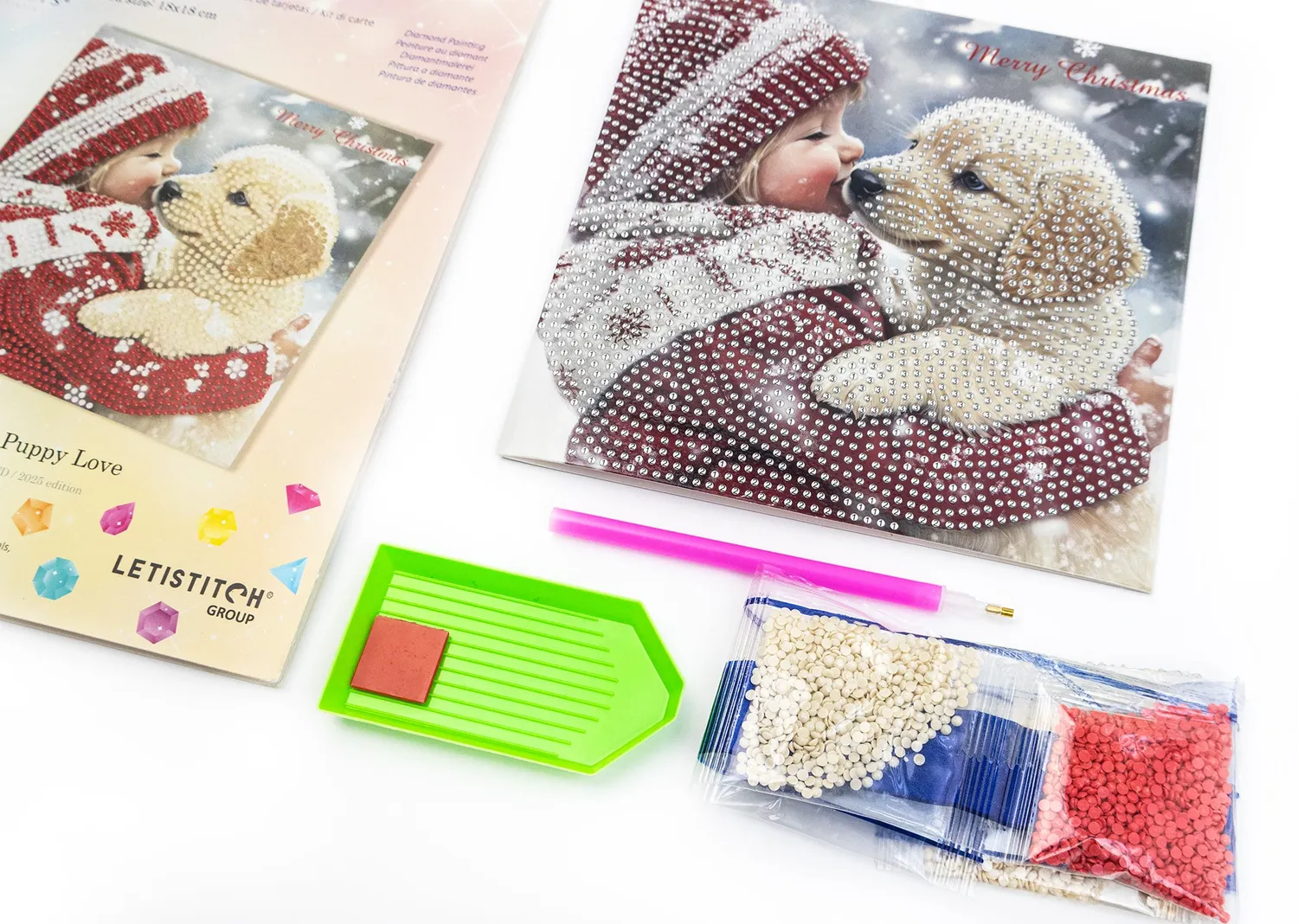 Leti Stitch Dazzle Dots 481-524 Puppy Love diamond painting kaart
