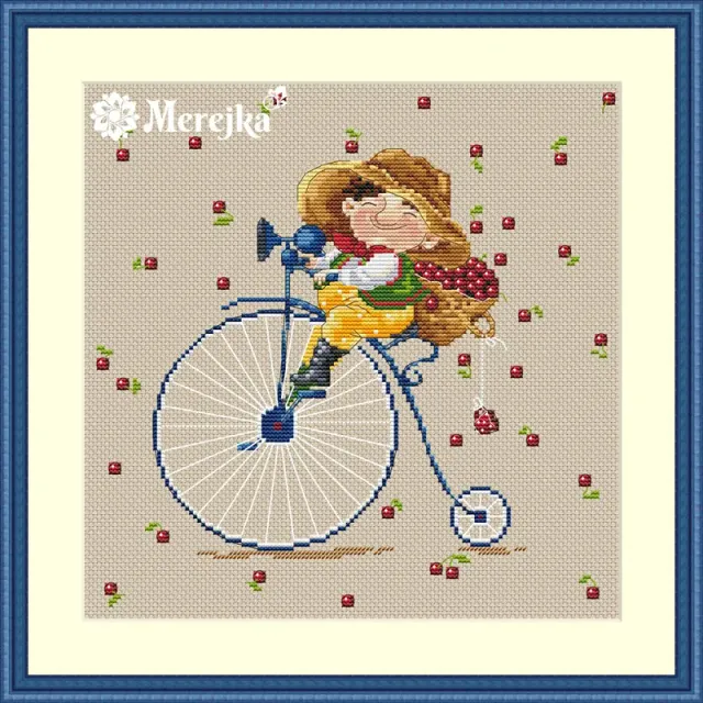 Merejka Cherries borduurpakket ecru 21x21 cm