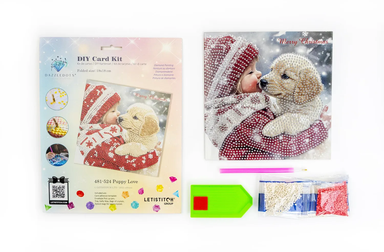 Leti Stitch Dazzle Dots 481-524 Puppy Love diamond painting kaart