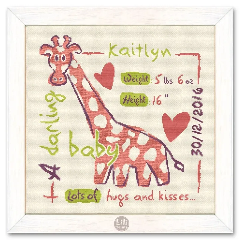 LiliPoints Giraffe kruissteekpatroon met alfabet