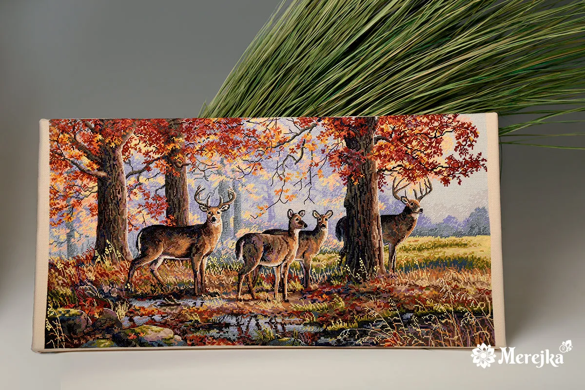 Merejka Under the Oaks borduurpakket 30x57 hert bos