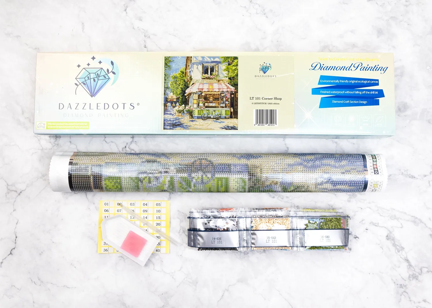 Leti Stitch Dazzle Dots LT 101 Corner Shop diamond painting 42 cm
