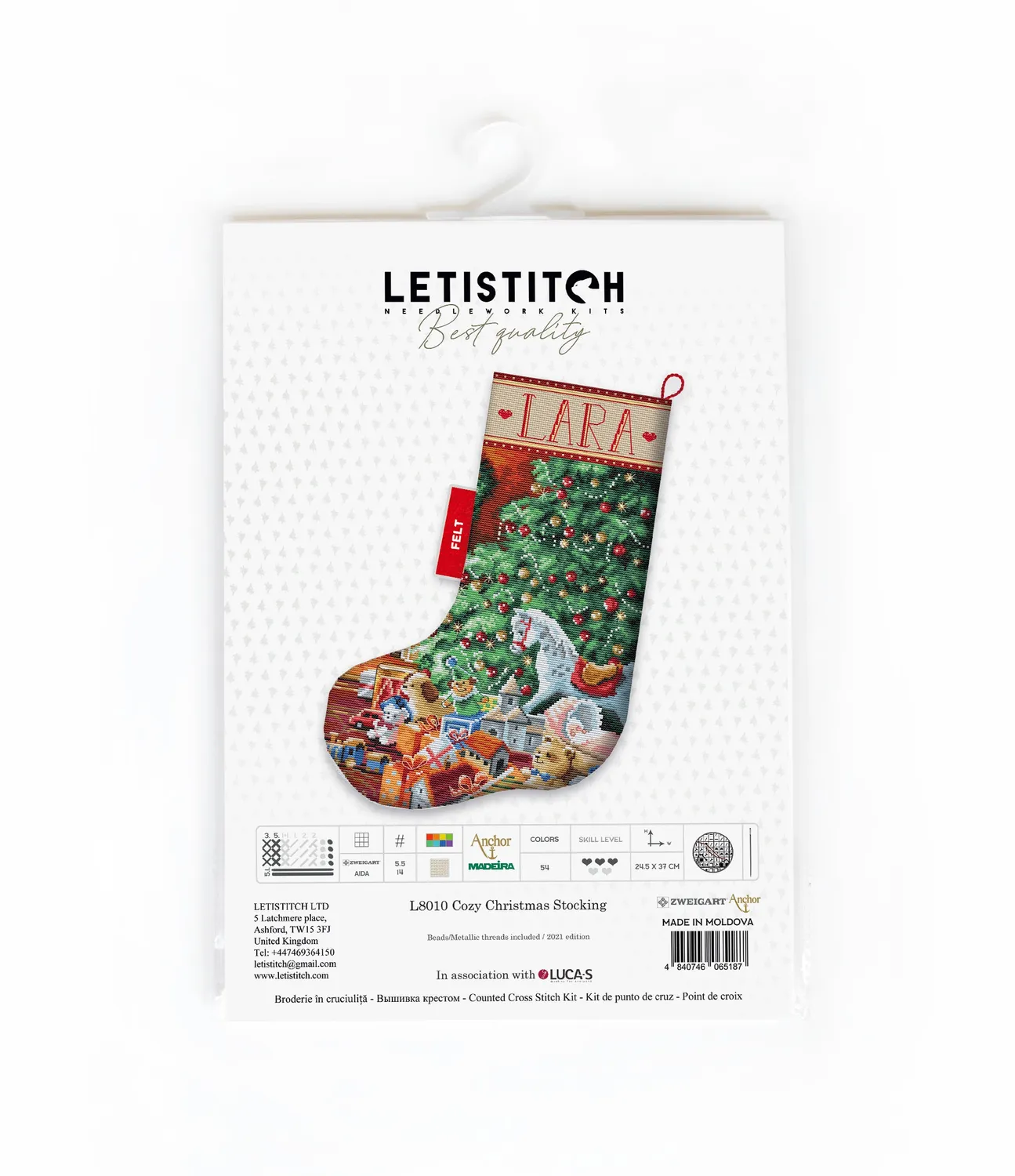 Leti Stitch L8010 Cozy Christmas Stocking borduurpakket kerst