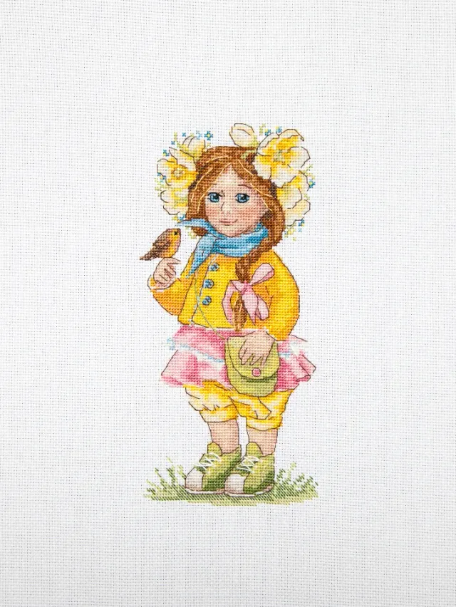 Merejka Spring Girl borduurpakket wit 23x14 cm