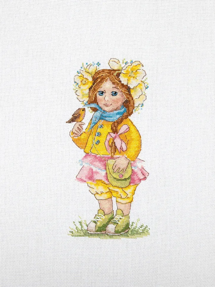 Merejka Spring Girl borduurpakket wit 23x14 cm