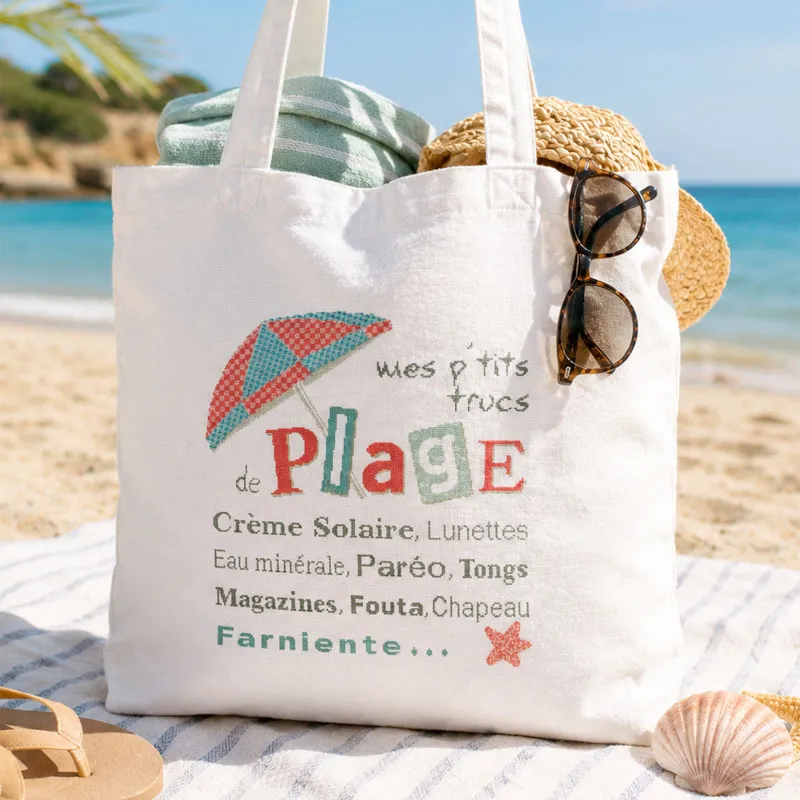 LiliPoints Beach Bag kruissteekpatroon strand