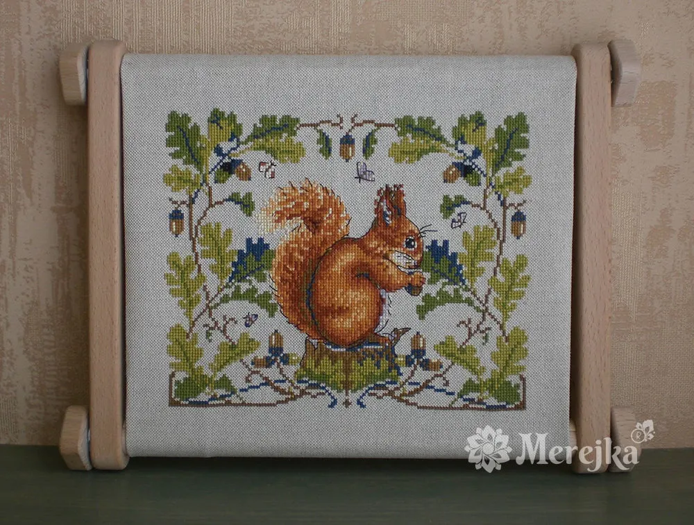Merejka Squirrel borduurpakket Rustico-Aida 16ct 21x16