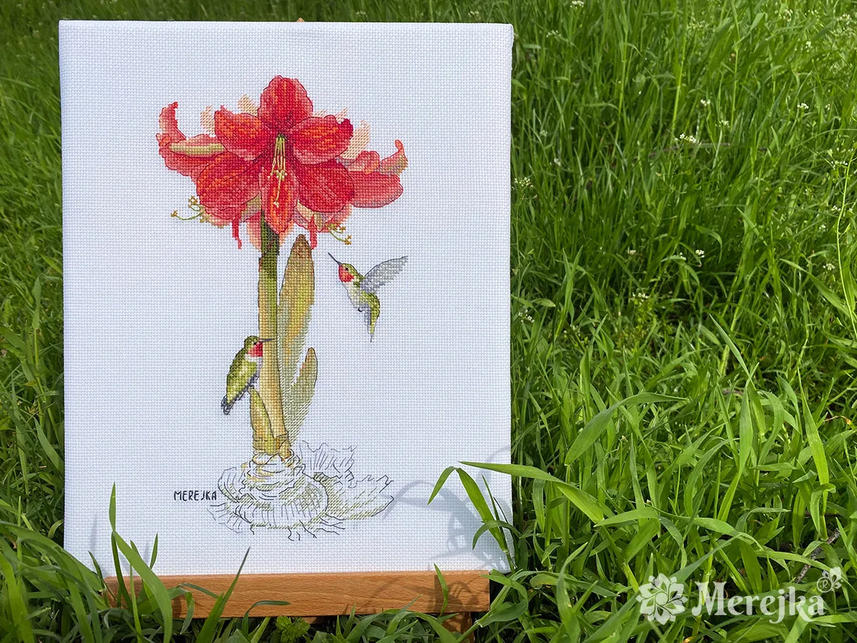 Merejka Amaryllis borduurpakket wit 14x25 cm