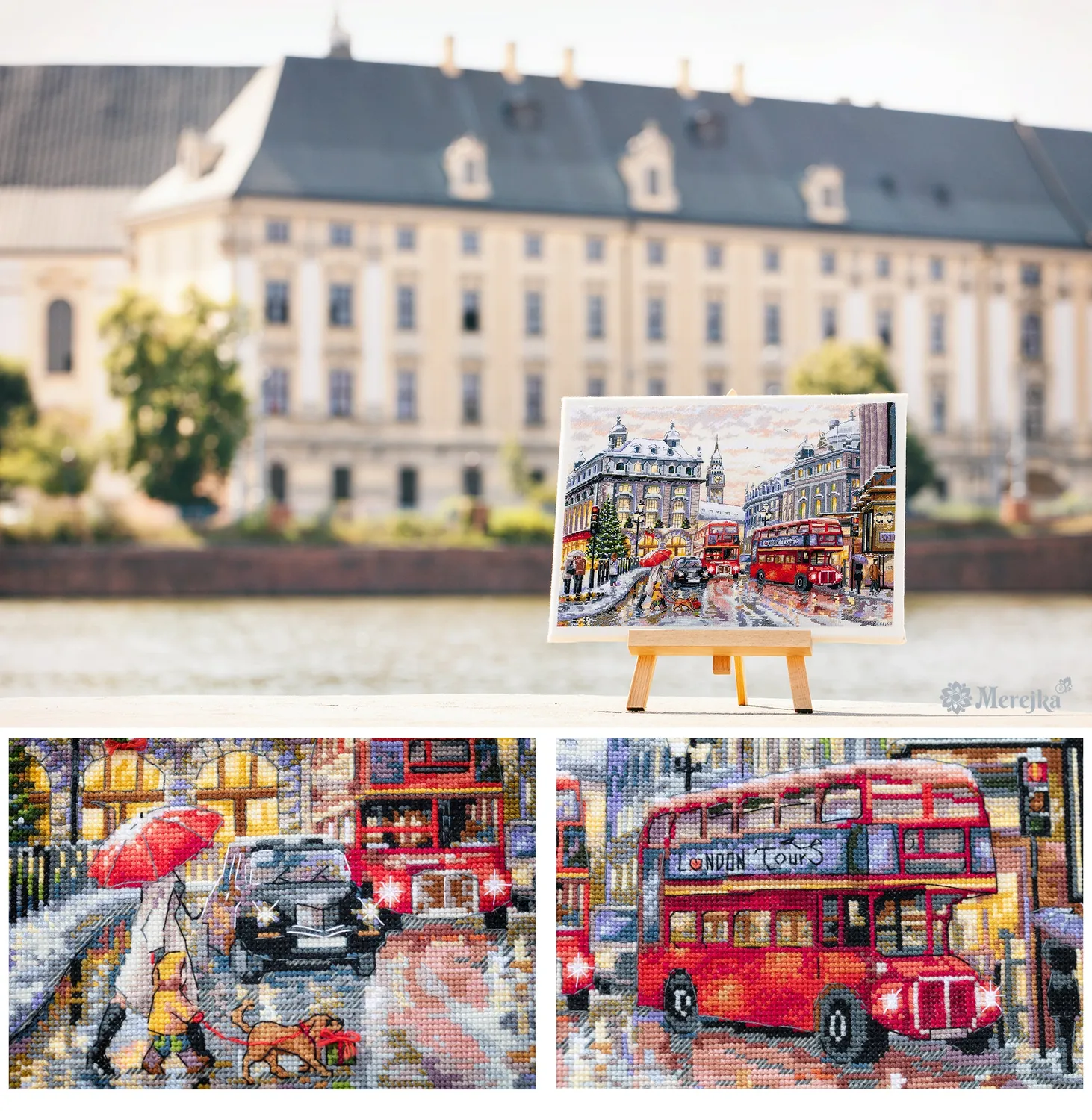 Merejka London borduurpakket Aida 16 ecru 30x40