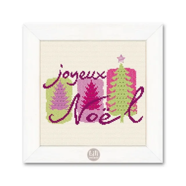 LiliPoints 3 Christmas Trees borduurpatroon roze met kralen