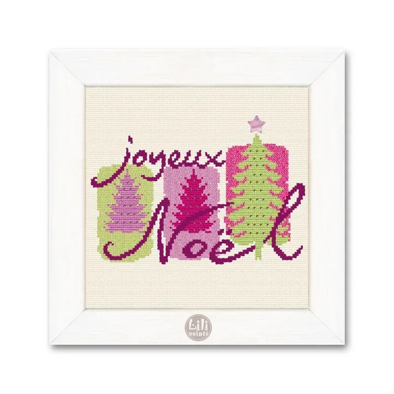 LiliPoints 3 Christmas Trees borduurpatroon roze met kralen