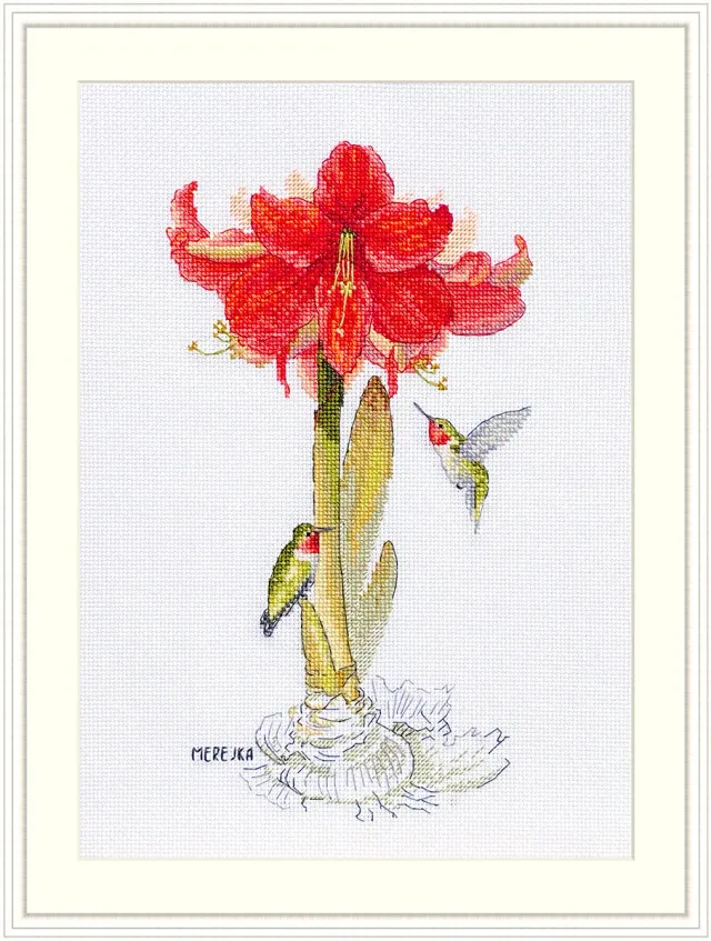 Merejka Amaryllis borduurpakket wit 14x25 cm