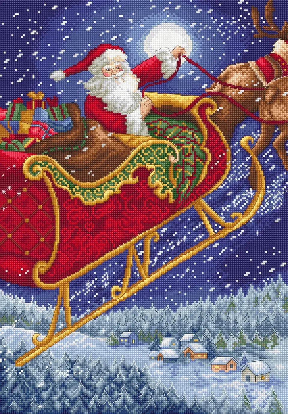 Leti Stitch LI 60-00 Santa Sleigh kruissteekpakket 24x35 cm kerst