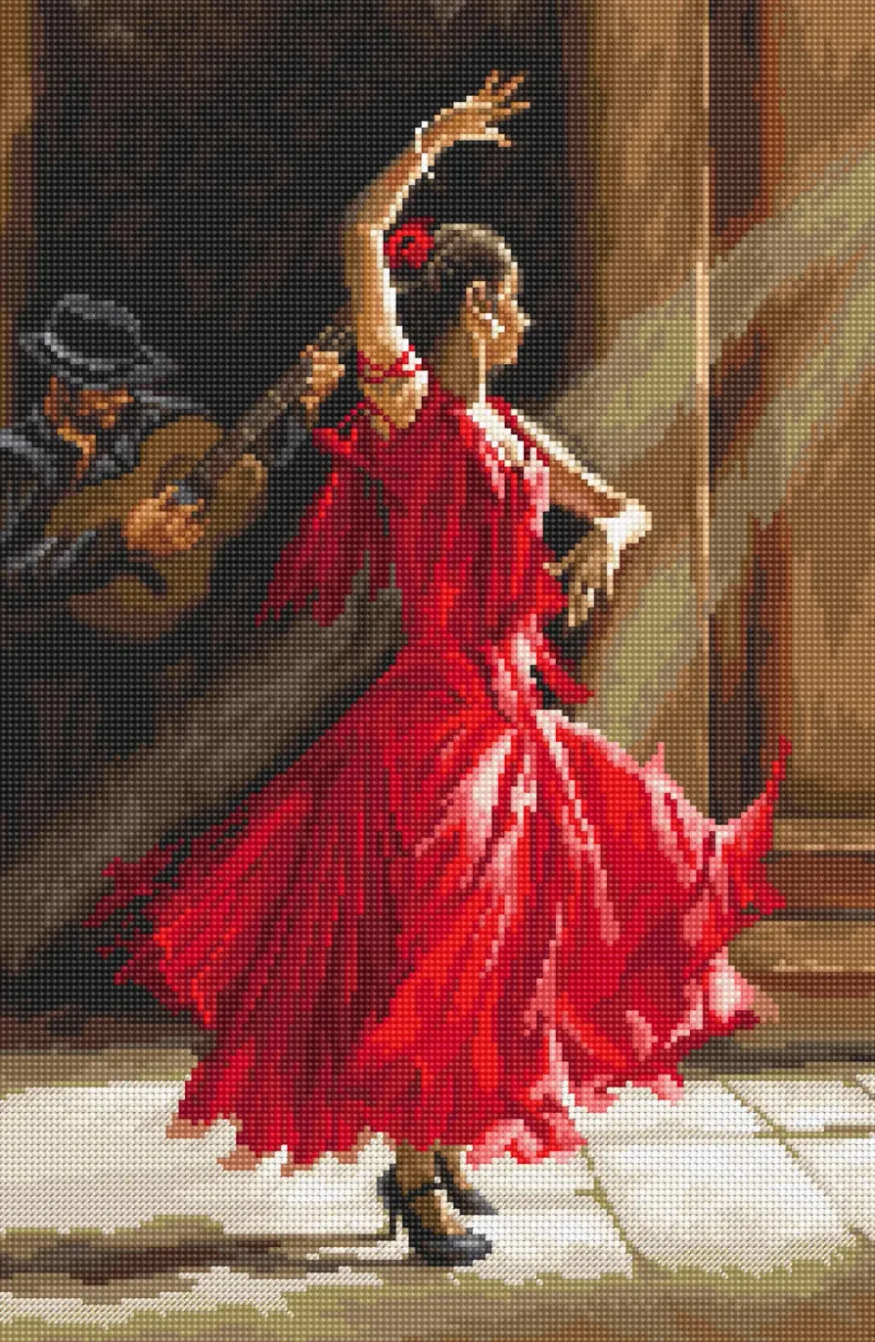 Leti Stitch L8023 Flamenco kruissteekpakket 33x22 cm