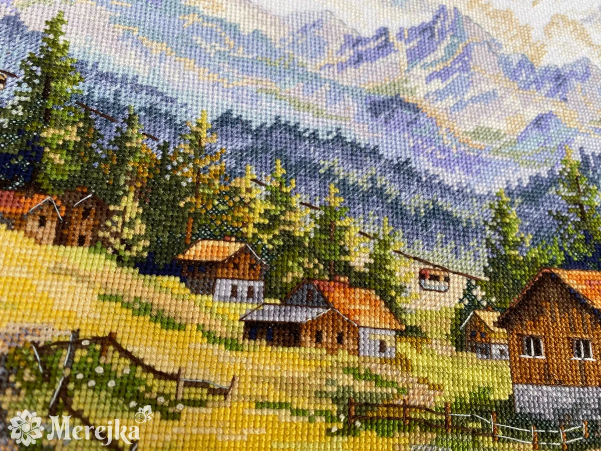 Merejka The Chamonix Valley borduurpakket wit 30 x 39,5
