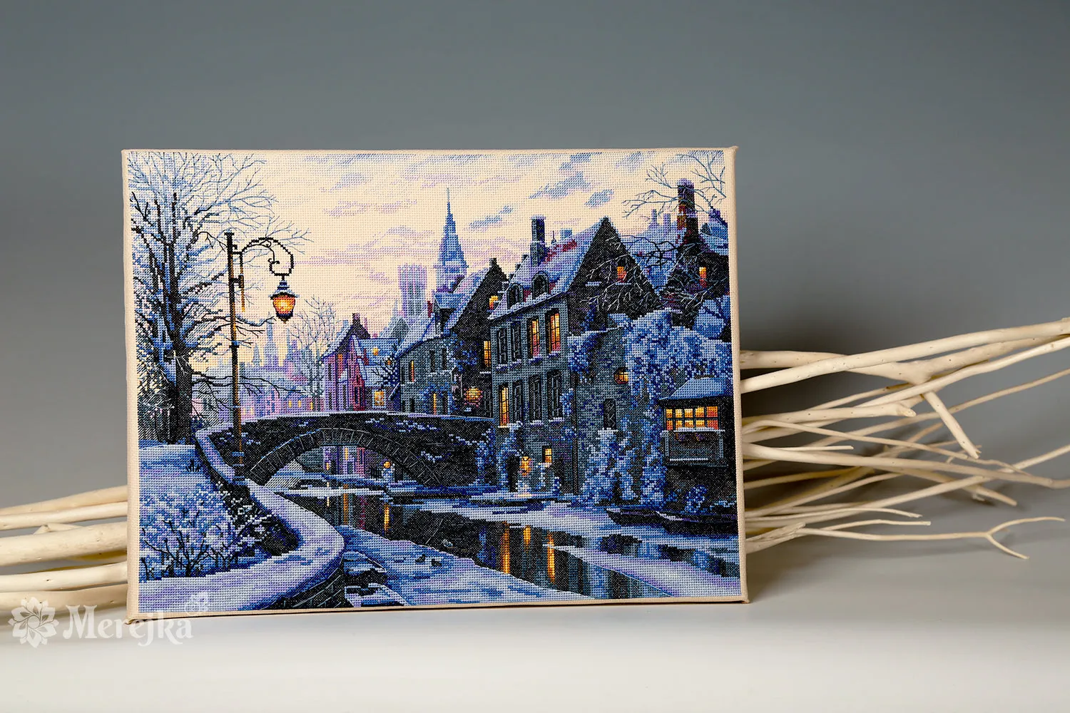 Merejka Winter Evening borduurpakket 30x40 cappuccino