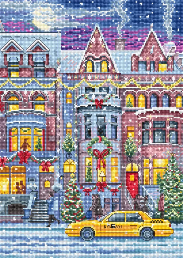 Leti Stitch L8076 Winter Townhouse borduurpakket 21x30 cm